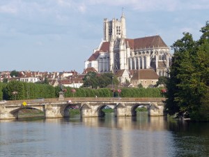 Auxerre with Cathedral in Background Auxere on the River Yonne