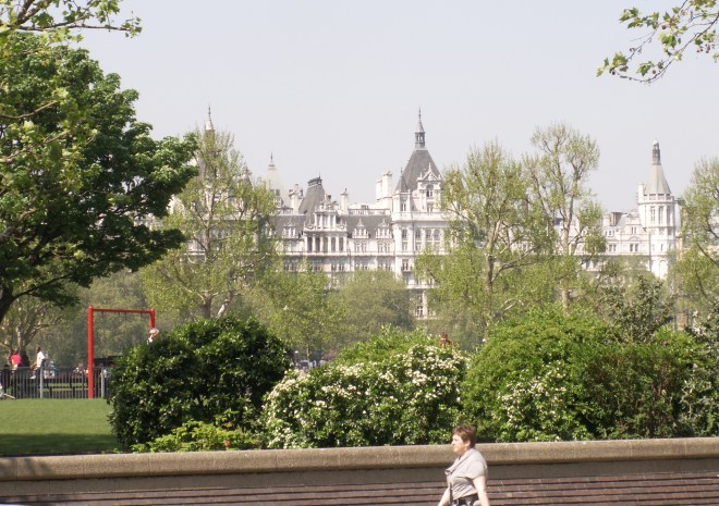 Looking Across to the Embankment from the South Bank, London