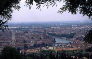 Verona from the hills outside the city.