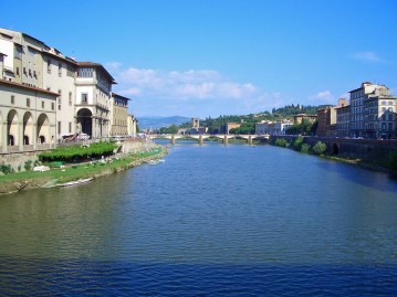 The River Arno in Florence with the Tuscan Hills as Backdrop