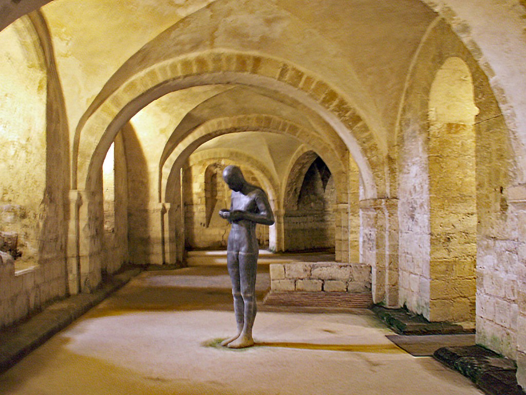 One of the Anthony Gormley Statues in the Crypt of Winchester Cathedral