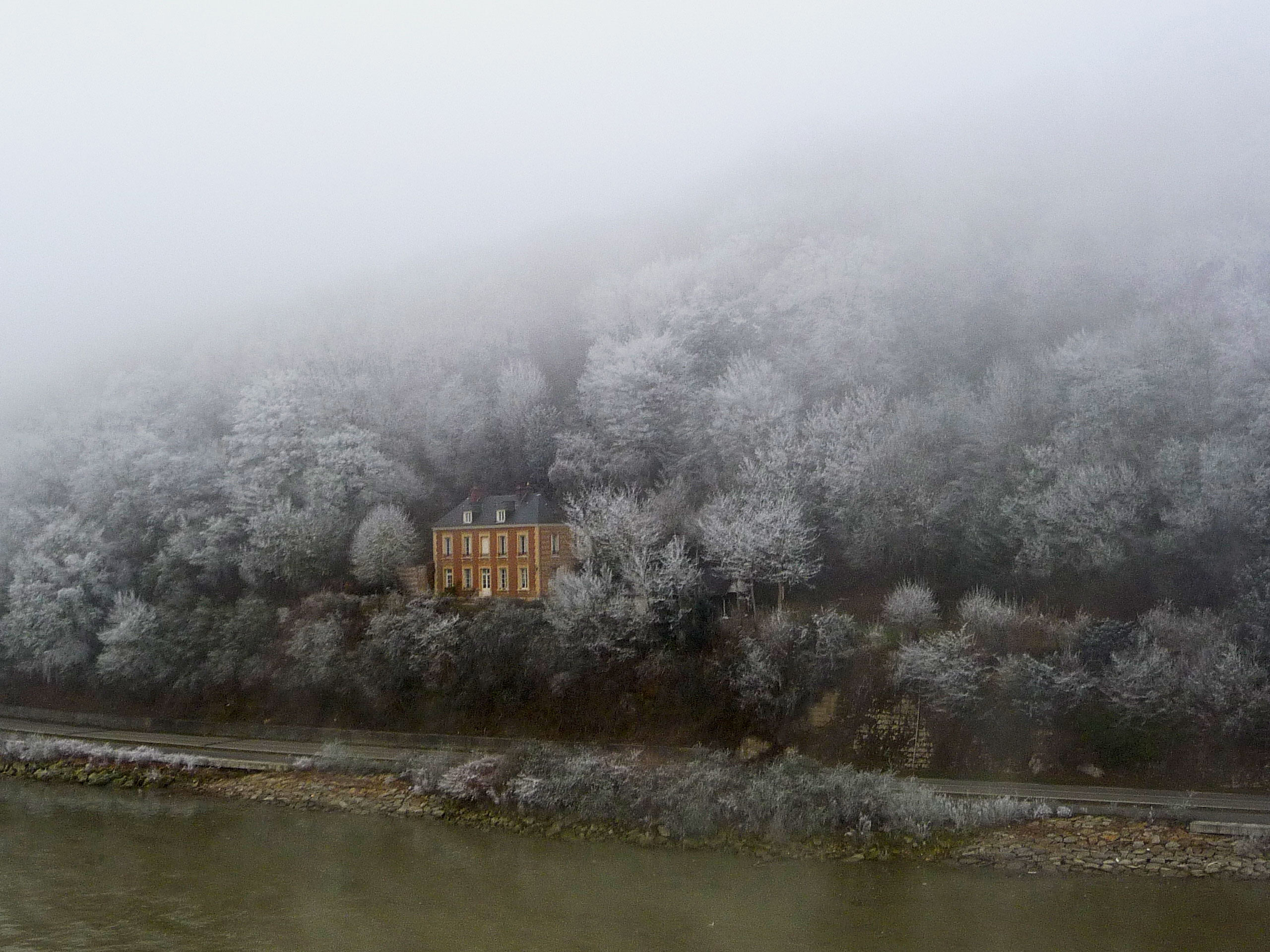 In-the-midst-of-the-frosty-trees,-a-lone-mansion.