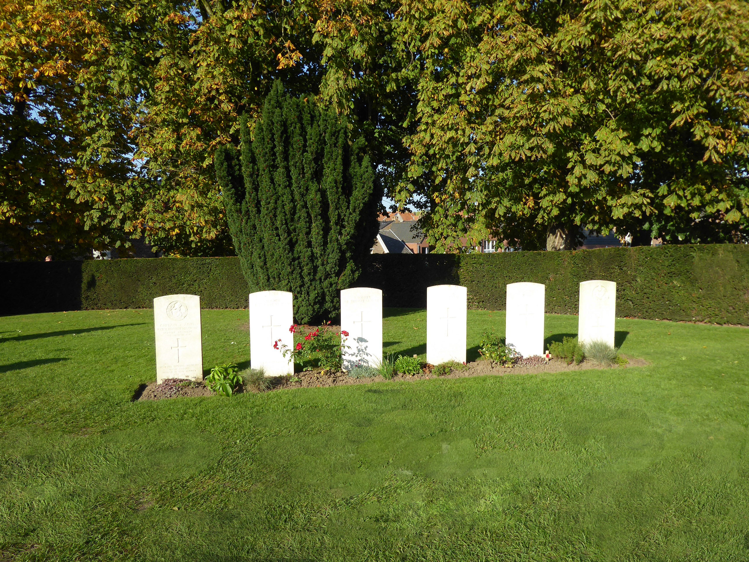 Ypres-cemetery---Headstones-to-a-few-of-the-fallen