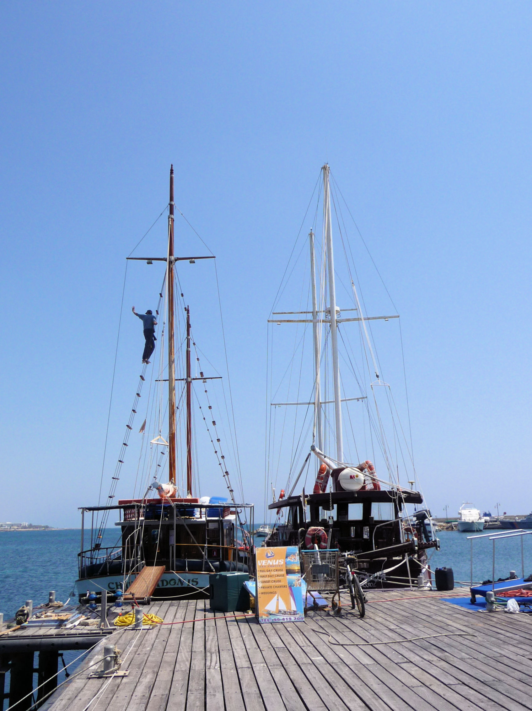 Climbing the Rigging in Paphos Harbour