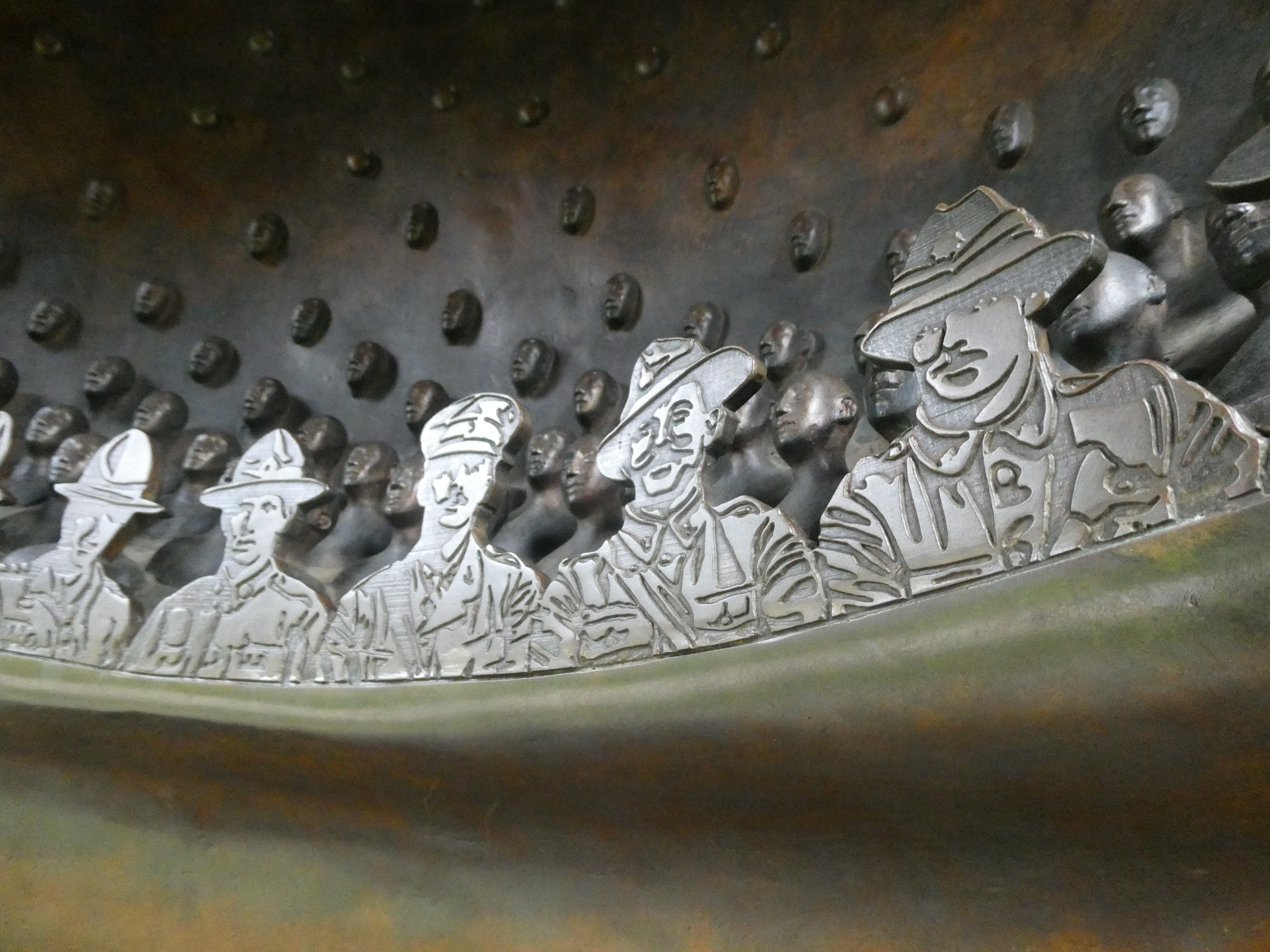 Brass figures inside the 'cut-out- bunker